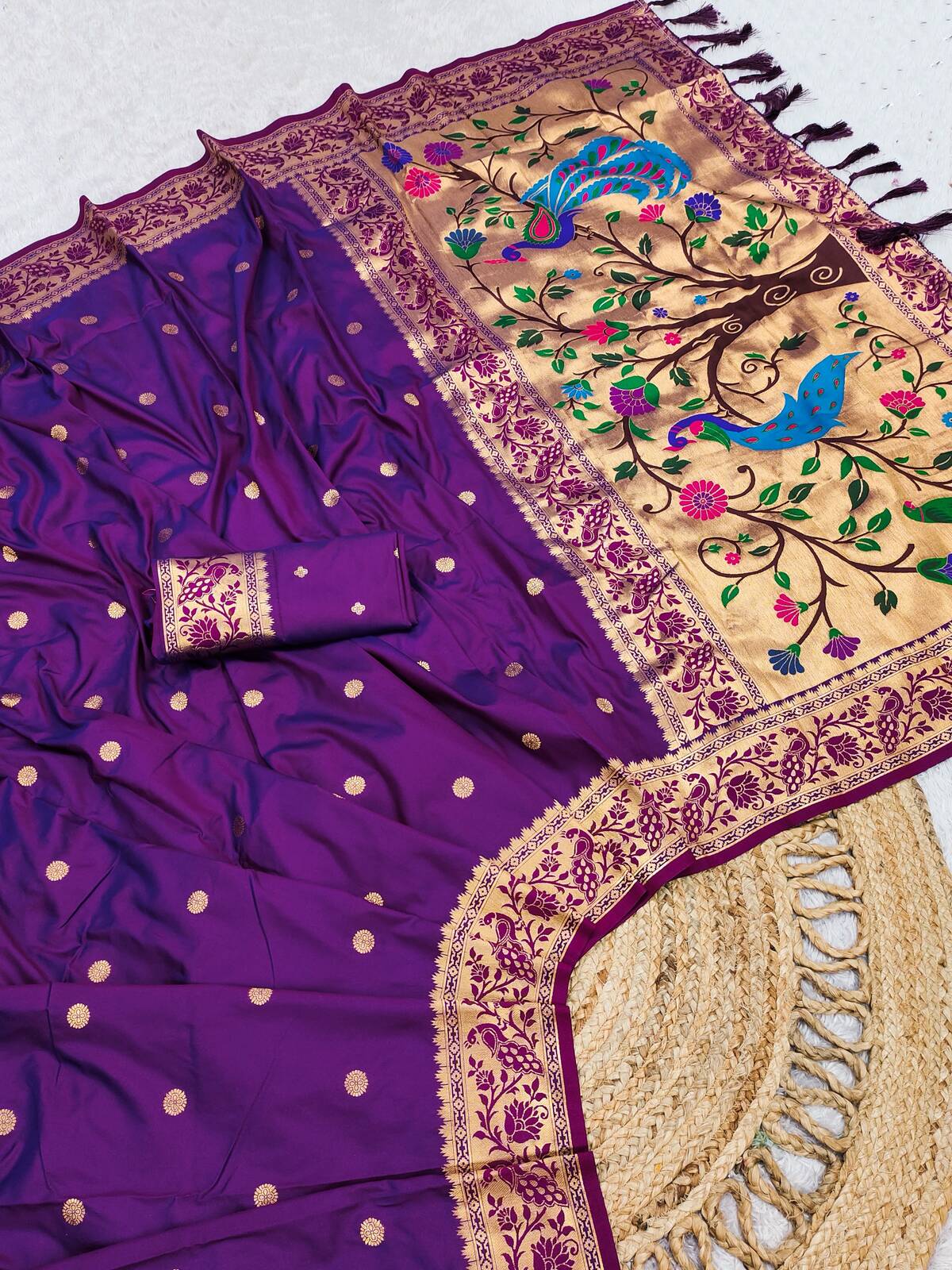 Panache Purple Paithani Silk Saree With Marvellous Blouse Piece