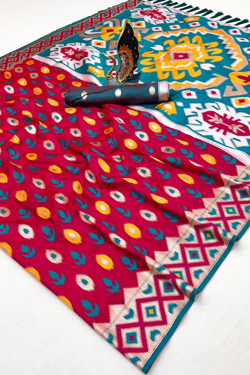 Load image into Gallery viewer, Unique Dark Pink Soft Banarasi Ikkat Saree With Improbable Blouse Piece
