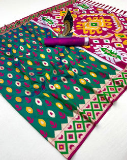 Exquisite Green Soft Banarasi Ikkat Saree With Designer Blouse Piece