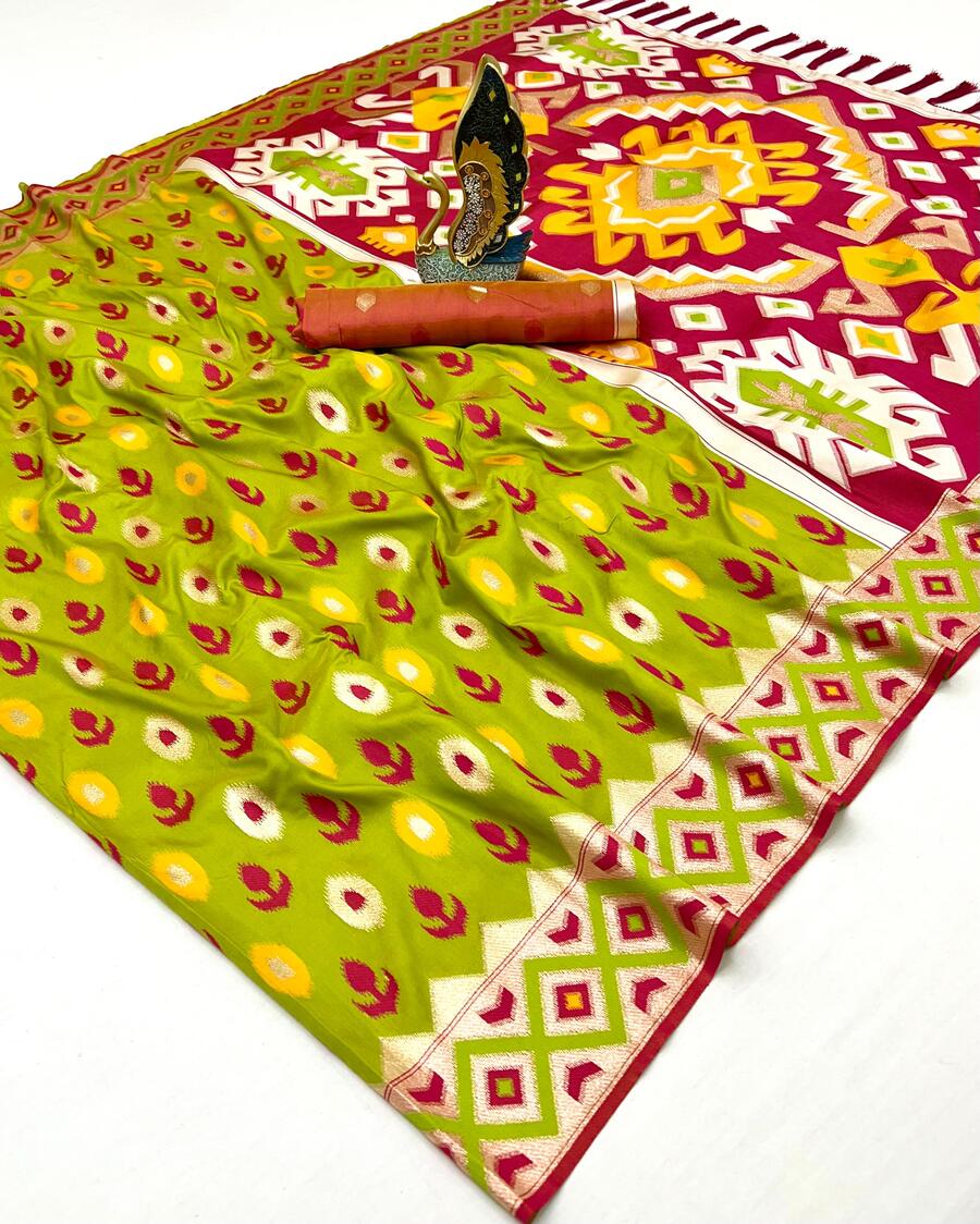 Beauteous Mustard Soft Banarasi Ikkat Saree With Prominent Blouse Piece