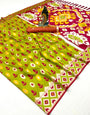 Beauteous Mustard Soft Banarasi Ikkat Saree With Prominent Blouse Piece