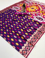 Pleasant Purple Soft Banarasi Ikkat Saree With Dissemble Blouse Piece