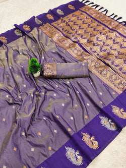 Girlish Royal Blue Soft Banarasi Silk Saree With Super classy Blouse Piece