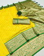 Staring Lemon Soft Banarasi Silk Saree With Smart Blouse Piece