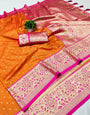 Mesmeric Orange Soft Banarasi Silk Saree With Fancifull Blouse Piece