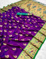 Ephemeral Purple Paithani Silk Saree With Effulgent Blouse Piece