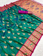Denouement Rama Paithani Silk Saree With Confounding Blouse Piece