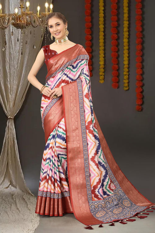 Load image into Gallery viewer, Captivating Brown  Digital Printed Soft Silk Saree With Entrancing Blouse Piece
