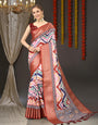 Captivating Brown  Digital Printed Soft Silk Saree With Entrancing Blouse Piece