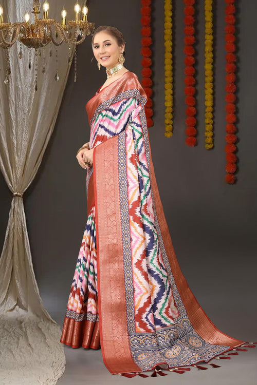 Load image into Gallery viewer, Captivating Brown  Digital Printed Soft Silk Saree With Entrancing Blouse Piece
