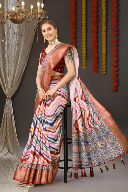 Load image into Gallery viewer, Captivating Brown  Digital Printed Soft Silk Saree With Entrancing Blouse Piece
