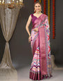 Opulent Purple Digital Printed Soft Silk Saree With Fairytale Blouse Piece