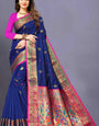 Fairytale Blue Paithani Silk Saree With Beauteous Blouse Piece