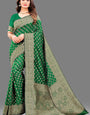 Profuse Dark Green Soft Banarasi Silk Saree With Amiable Blouse Piece