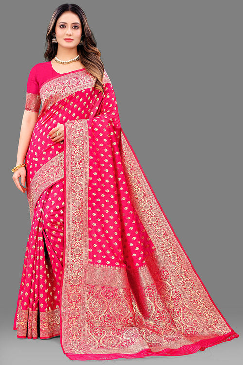 Load image into Gallery viewer, Sumptuous Dark Pink Soft Banarasi Silk Saree With Lassitude Blouse Piece
