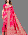 Sumptuous Dark Pink Soft Banarasi Silk Saree With Lassitude Blouse Piece