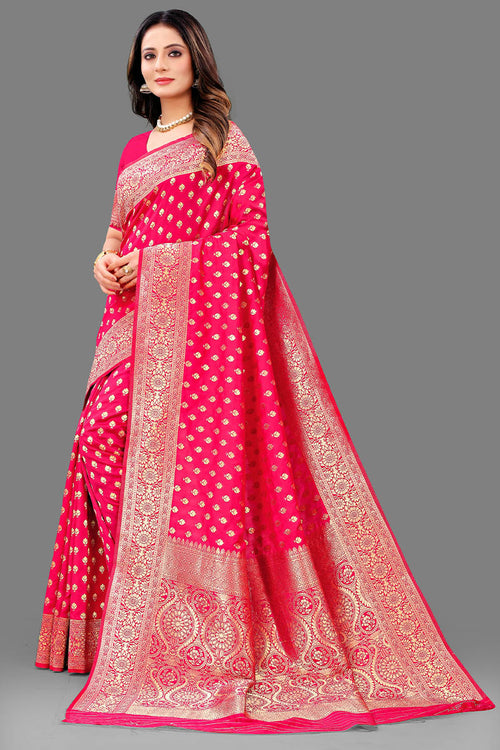 Load image into Gallery viewer, Sumptuous Dark Pink Soft Banarasi Silk Saree With Lassitude Blouse Piece
