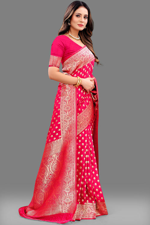 Load image into Gallery viewer, Sumptuous Dark Pink Soft Banarasi Silk Saree With Lassitude Blouse Piece
