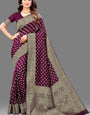 Engrossing Purple Soft Banarasi Silk Saree With Invaluable Blouse Piece