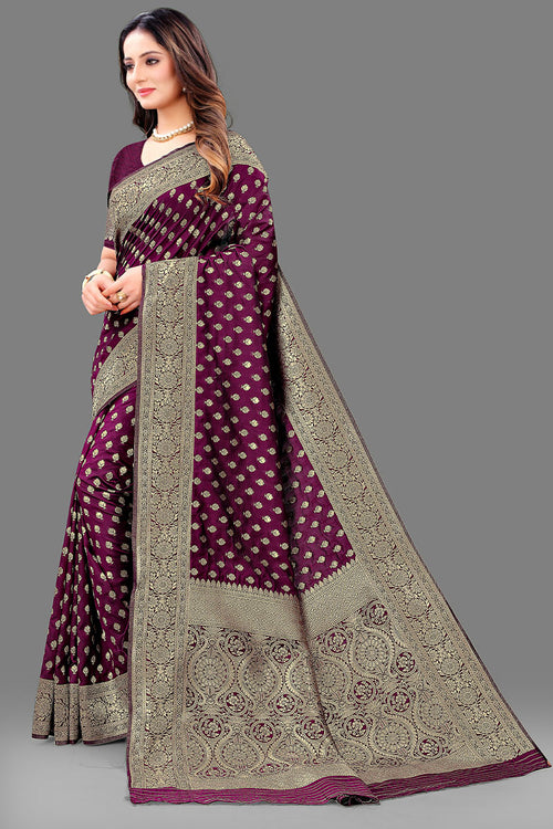 Load image into Gallery viewer, Engrossing Purple Soft Banarasi Silk Saree With Invaluable Blouse Piece
