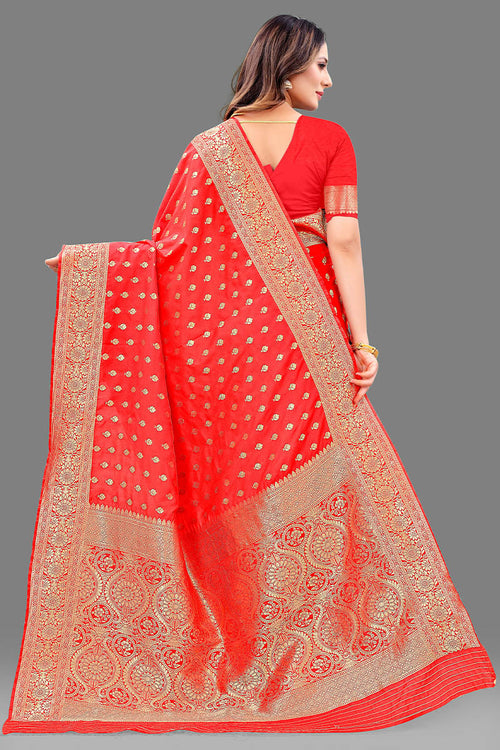 Load image into Gallery viewer, Sensational Red Soft Banarasi Silk Saree With Lovely Blouse Piece
