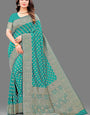 Gleaming Sea Green Soft Banarasi Silk Saree With Invaluable Blouse Piece