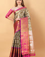 Fantabulous Black Kanjivaram Silk Saree With Engaging Blouse Piece