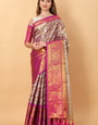 Zephyr Wine Kanjivaram Silk Saree With Ethereal Blouse Piece