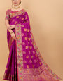 Appealing Purple Soft Banarasi Silk Saree With Exceptional Blouse Piece