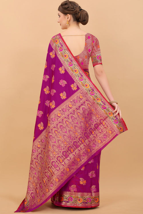 Load image into Gallery viewer, Appealing Purple Soft Banarasi Silk Saree With Exceptional Blouse Piece
