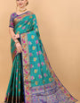 Fancifull Rama Soft Banarasi Silk Saree With Angelic Blouse Piece