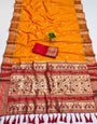 Phenomenal Orange Soft Banarasi Silk Saree With Ideal Blouse Piece