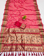 Outstanding Pink Soft Banarasi Silk Saree With Ideal Blouse Piece