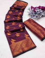 Refreshing Purple Banarasi Silk Saree With Forbearance Blouse Piece