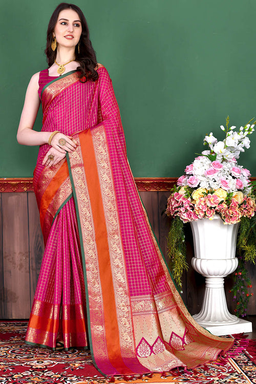 Load image into Gallery viewer, Opulent Dark Pink Soft Banarasi Silk Saree With Jazzy Blouse Piece
