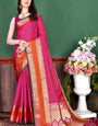 Opulent Dark Pink Soft Banarasi Silk Saree With Jazzy Blouse Piece