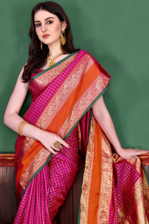 Load image into Gallery viewer, Opulent Dark Pink Soft Banarasi Silk Saree With Jazzy Blouse Piece
