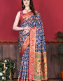 Fantabulous Blue Patola Silk Saree with Confounding Blouse Piece