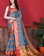 Serendipity Firozi Patola Silk Saree with Forbearance Blouse Piece