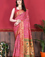 Classic Pink Patola Silk Saree with Blissful Blouse Piece