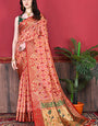 Ethnic Red Patola Silk Saree with Glowing Blouse Piece