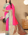 Desuetude Dark Pink Soft Banarasi Silk Saree With Nemesis Blouse Piece