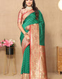 Panoply Green Soft Banarasi Silk Saree With Seraglio Blouse Piece