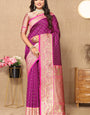 Adorable Purple Soft Banarasi Silk Saree With Hypnotic Blouse Piece