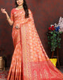 Snappy Orange Soft Banarasi Silk Saree With Improbable Blouse Piece