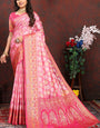 Allure Dark Pink Soft Banarasi Silk Saree With Zephyr  Blouse Piece