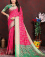 Magnetic Dark Pink Soft Banarasi Silk Saree With Quintessential Blouse Piece