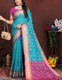 Evanescent Firozi Soft Banarasi Silk Saree With Pleasurable Blouse Piece