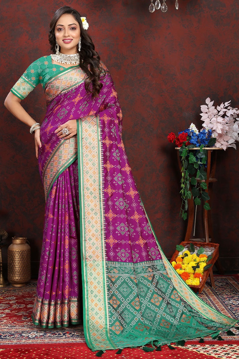 Profuse Purple Soft Banarasi Silk Saree With Proficient Blouse Piece