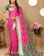 Delectable Dark Pink Soft Banarasi Silk Saree With Nemesis Blouse Piece